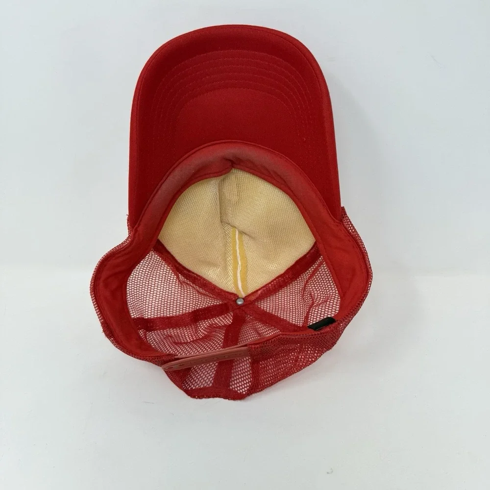 AMERICAN FLAG PEACE SIGN TRUCKER‎ HAT WITH PATCHES SNAP BACK RED MESH BACK OSFM
